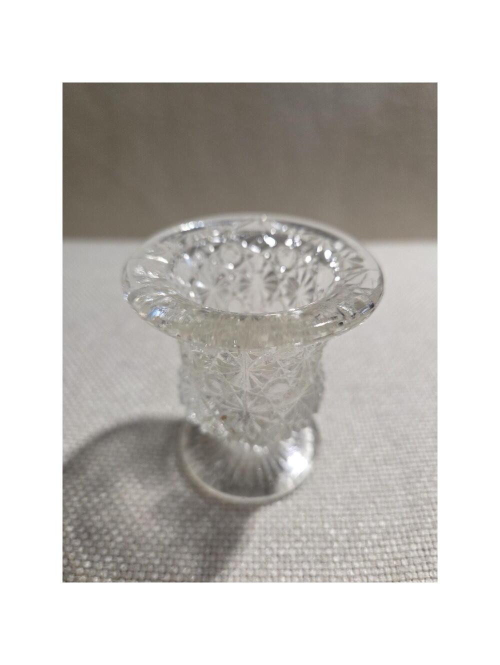 Vintage L.E. Smith Clear Glass Daisy and Button Urn Toothpick Holder Pedestal